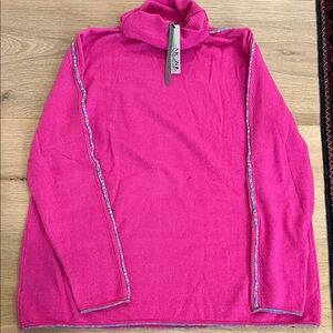 Petite NIC+ZOE Women's Vibrant Pink Turtleneck Sweater